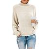 2026 New Arrival Autumn/Winter Rolled Hem High Neck Knitwear: Artistic Plus Size Loose Thick Yarn Dropped Shoulder Sweater