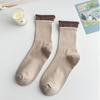 5 Pairs of Female Autumn Patchwork Double Candy Color Mid Tube Socks