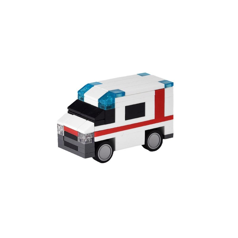 White Ambulance Building Block Hospital Car Model Assembly Toy Compatible Small Particle Set