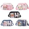 Pocket Transparent Shoulder Bag PVC Student Crossbody Bag Cute Harajuku Small Square Bag  Girls