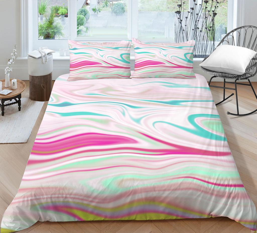 Marble 3D Digital Printing Quilt Cover Pillowcase Two Three Piece Set Polyester