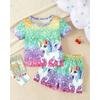Mädchen 3D Einhorn T-Shirt & Shorts Set Kurzarm Sommer Frühling Sportmode Täglich Kinder 4-12 Jahre