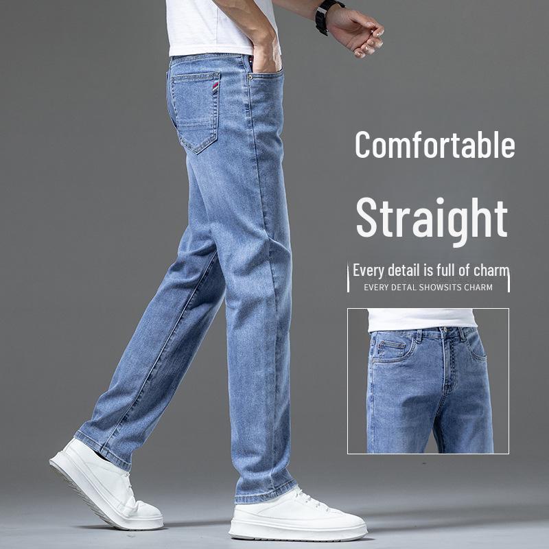 Hellblaue Loose Straight Jeans für Herren – Trendy Frühlings-/Sommermode, Freizeithose