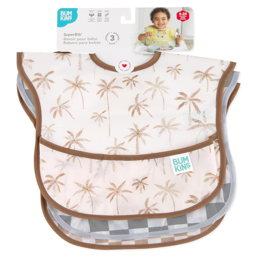 Bankins Super Bib Bib Set Japanese Machine Washable and Waterproof Bib for Ages 3-Piece Oil-Resistant (Official Product) Quick-Drying Feeding, 6-24