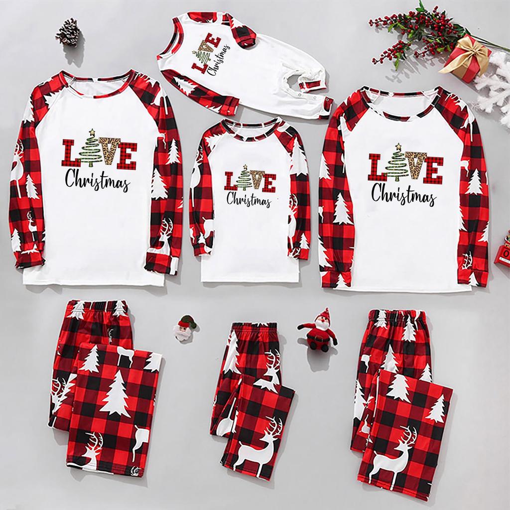 Christmas Family Matching Festive Xmas Pajamas Sets Holiday Pjs for Boys and Girls