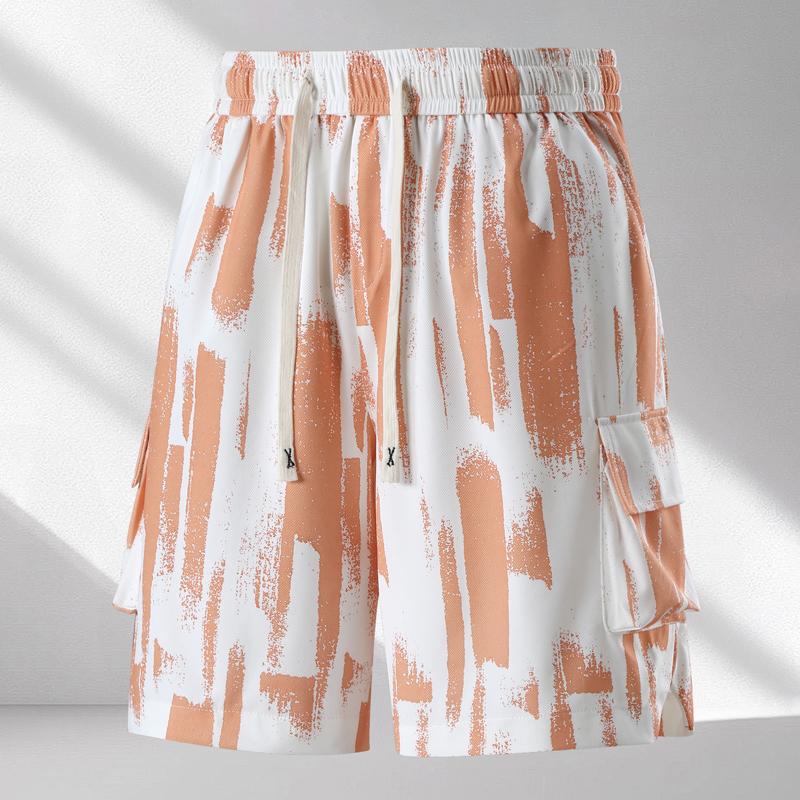 Heren Plus Size Abstracte Print 2-delige Outfit, Korte Mouw T-shirt & Cargo Short Set (5XL-12XL)