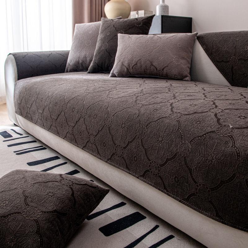 

Новый чехол для дивана, подушка для дивана в ретро-стиле, всесезонный чехол из шенилла с нескользящей отделкой, однотонный жаккардовый чехол для сиденья 70x70