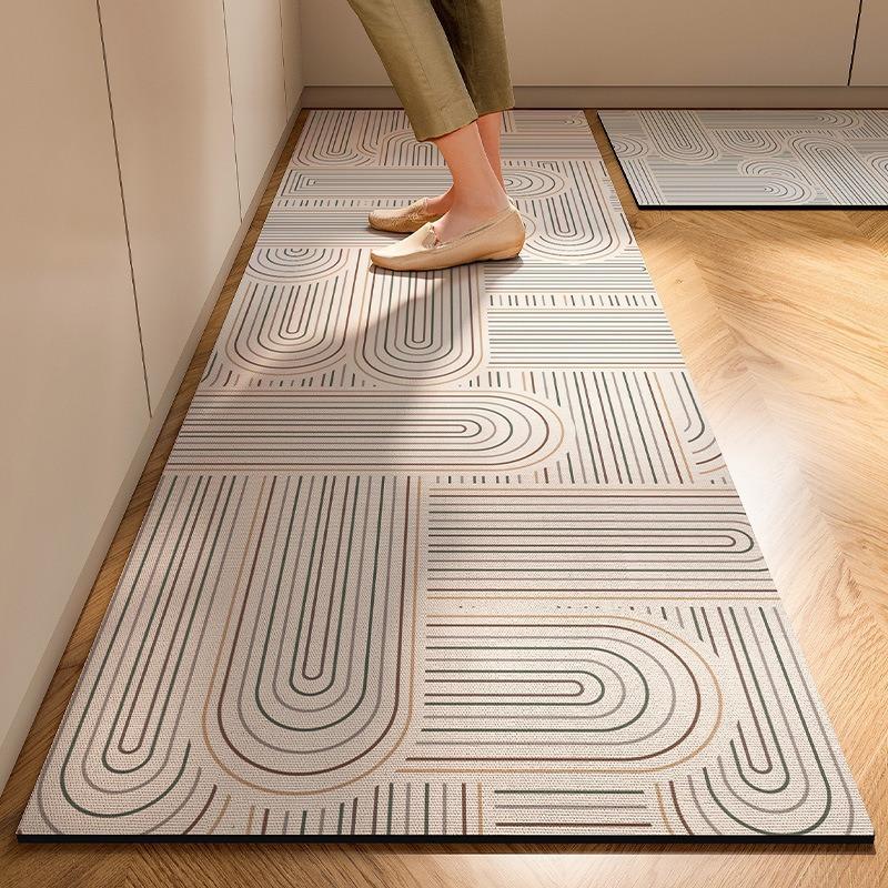 Minimalist Anti-skid Floor Mat for Household Use-Quiet Cream Style Kitchen Floor Mat Bathroom Mat Doormat Carpet Rug