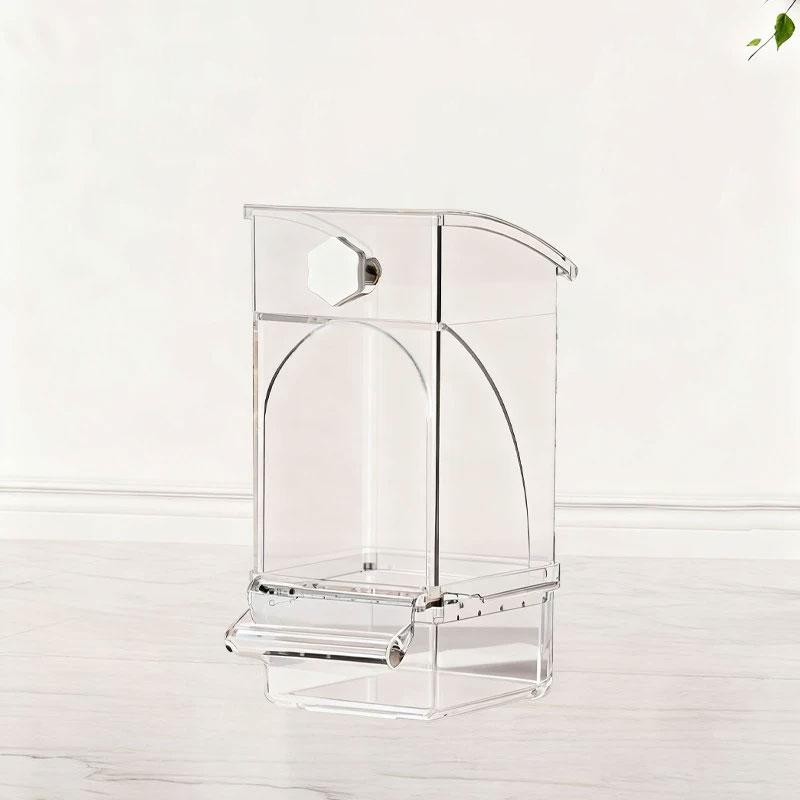 Transparent Rectangle Acryl Bird Feeder Hull Separation Anti-Splash Automatic Eco-Friendly Feeding Device for Parrots Birds (Transparent,M) прозрачный