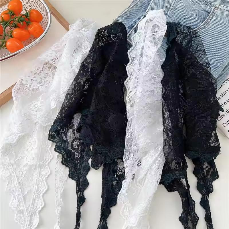New Spring and Summer Lace Triangle Scarf for Women with Large Waves of Flowers Covering Up Sweet Ass Curtain Skirt Korean Princ