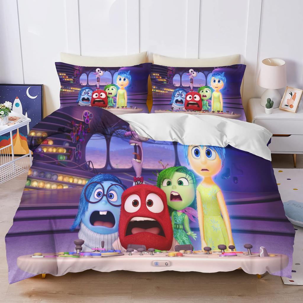 Inside Out Anime Home Bedroom Comforte Nordic polyester material suitable for children and adults 3-piece set