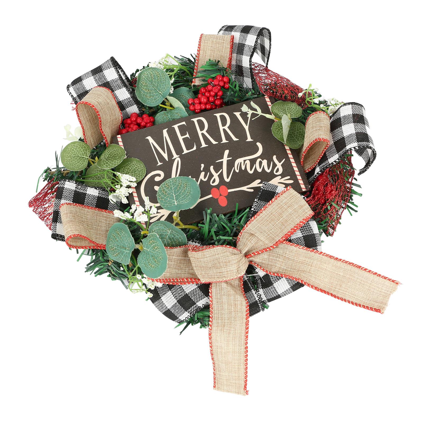 

28cm Christmas Decoration Door Wreaths Garlands Seasonal Welcome Sign Front Door Decoration for Outdoor Farmhouse Porch