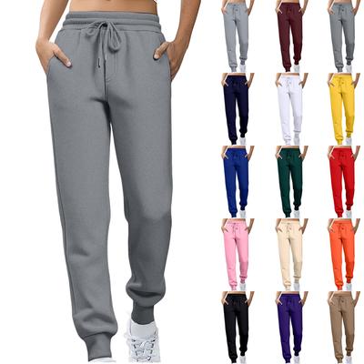 Pantalones de Moda para Mujer de Color Sólido, Pierna Recta, Cintura Alta con Cordón, Bolsillos y Cintura Elástica, Pantalones Casuales