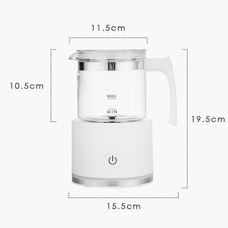 Household Small Milk Foam Machine, Separate Handheld Electric Milk Beater, Hot and Cold Stirring Milk Heater, Capacity: 450ml Abs + Glass YJKJ