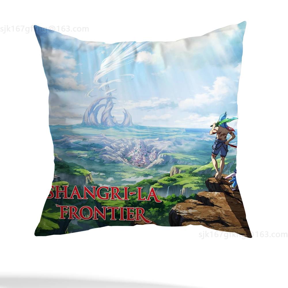 Anime Shangri-La Frontier Pillow Case Anti-dustmite Pillowcase Invisible zipper silky short plush Sofa cushion cover