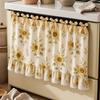 Oven Skirt with 7 Ribbon Ties Mushroom Flower Pumpkin Pattern Farmhouse Kitchen Decorative Cabinet Dishwasher Appliance Oven Curtain