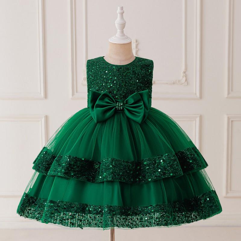 Girls Party Dress Sequined Tulle Princess Gown 4-8 Old Kids