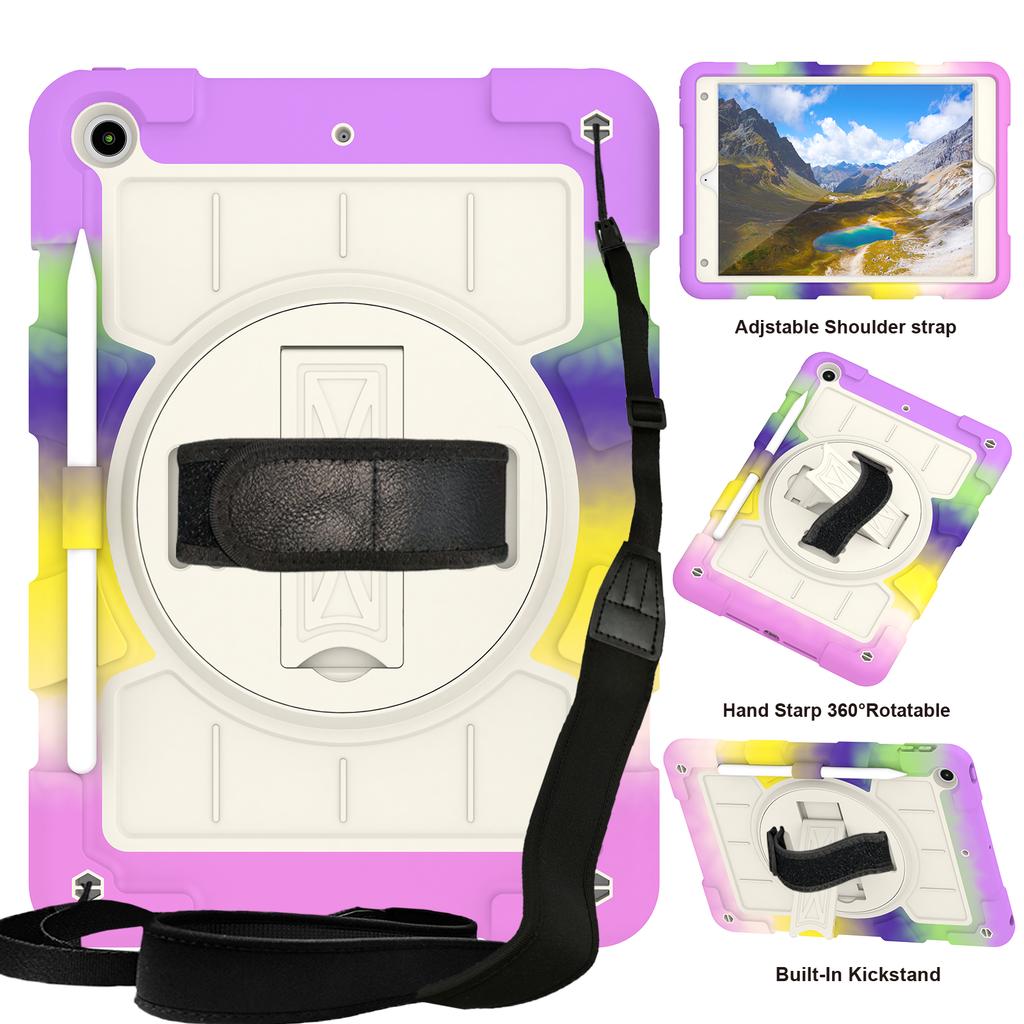 With Shoulder Strap Heavy Duty Case for IPad A16 2025 11th 10.9 2022 10th 10.2 2019 2020 2021 7-8-9th Gen. Rotation Stand Cover