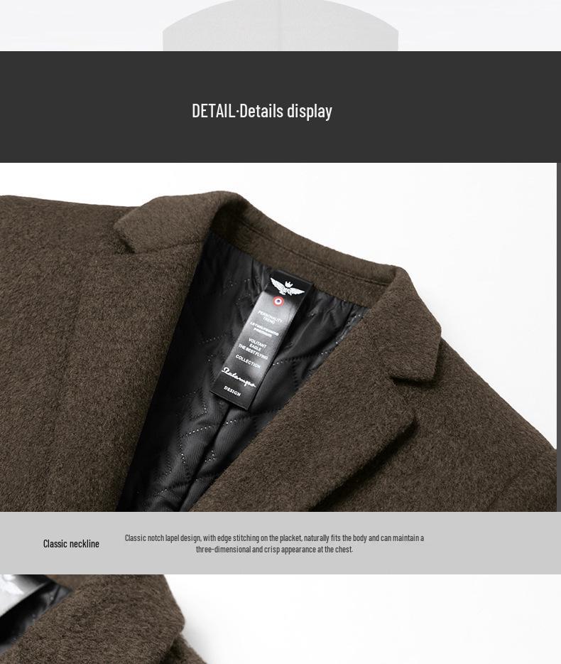 Men's Mid-Length Wool Coat - Autumn/Winter Casual Overcoat, 2025 Windbreaker for Middle-Aged Men