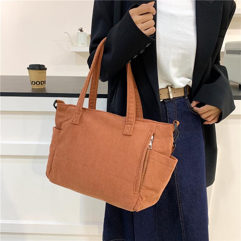 Women's Corduroy Large Capacity Handbag - 2025 Mori Style Retro Versatile Bookbag