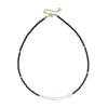 Elegant Freshwater Pearl & Black Glass Beaded Necklace - Luxurious, Non-Fading Clavicle Chain for Women