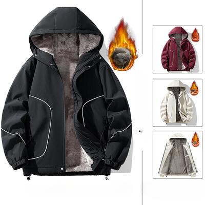 Fleece Verdikt Jack met Grote Maat voor Mannen, Verdikt in Herfst en Winter, Vergrote Dikke Man Los en Dun Outdoor Effen Kleur Jas Katoenen Jas