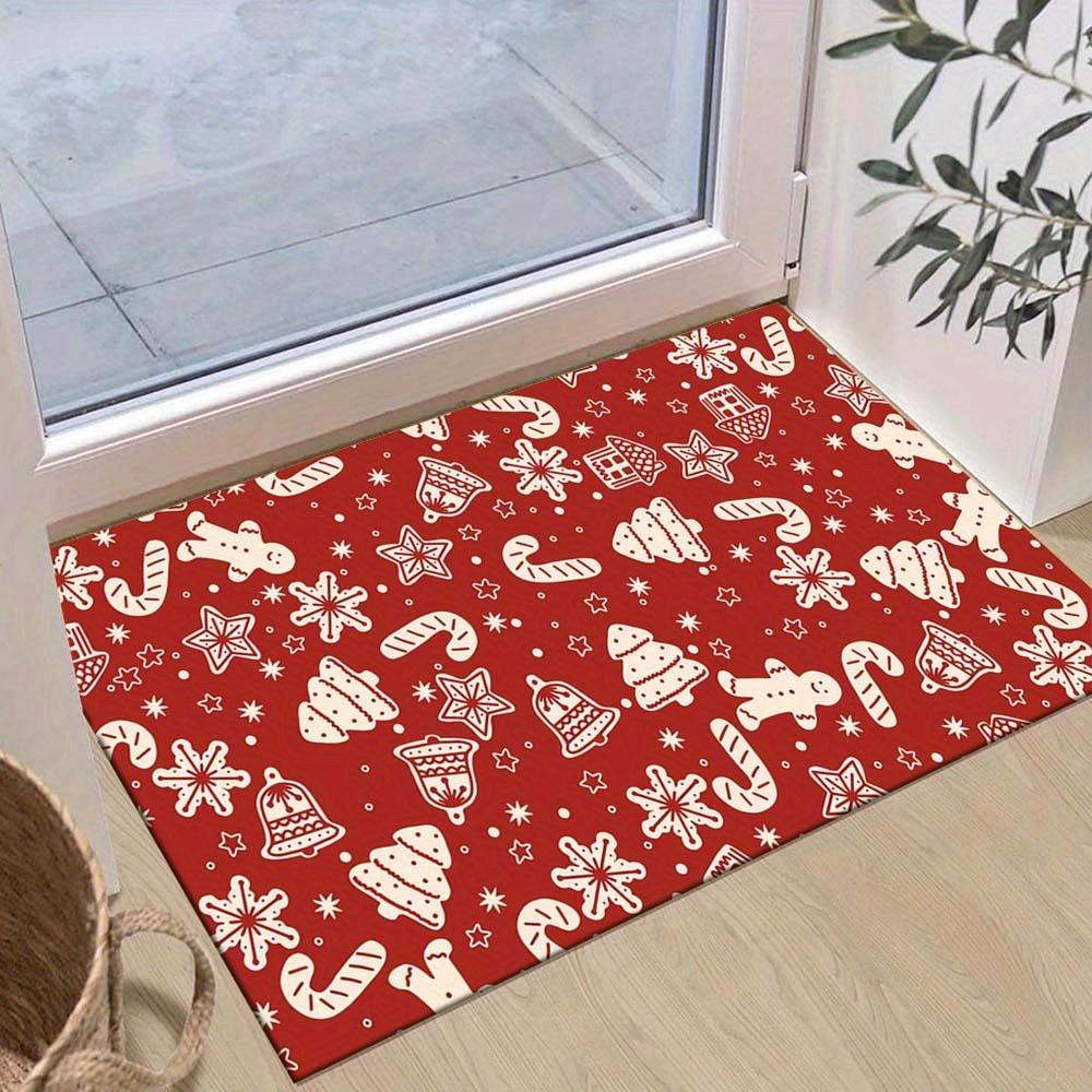

1pc Christmas Themed Rug, Cute Christmas Elements Print, Bedside Carpet, Non slip Laundry Room Mat, Machine Washable Water Absorbing Entranc 60cm by 90cm