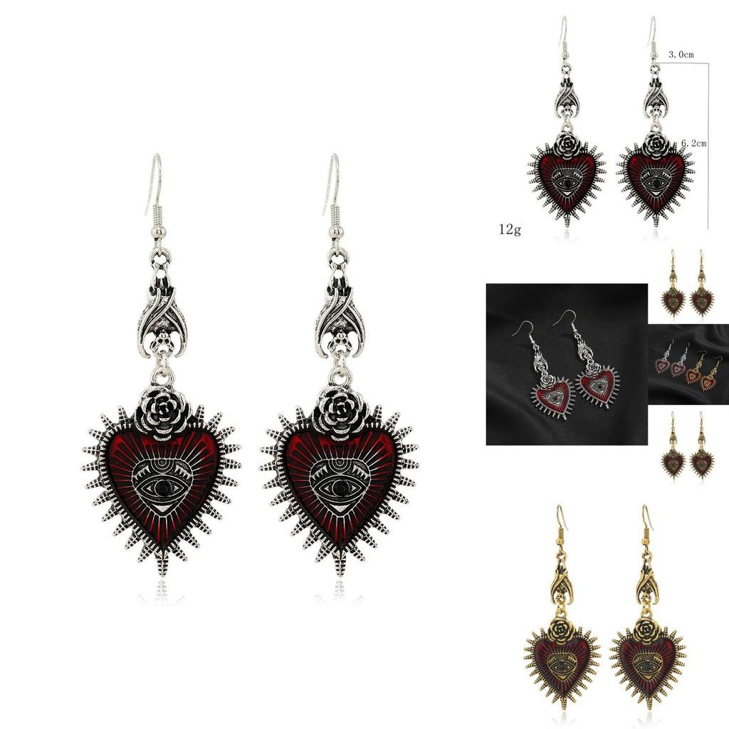 Gothic Vampire Eye Heart Earrings With Alloy Material And Electroplated Finish For Women