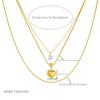 Layered Heart Pendant Necklace For Women Gold Plated Stainless Steel Zircon Fashion Jewelry