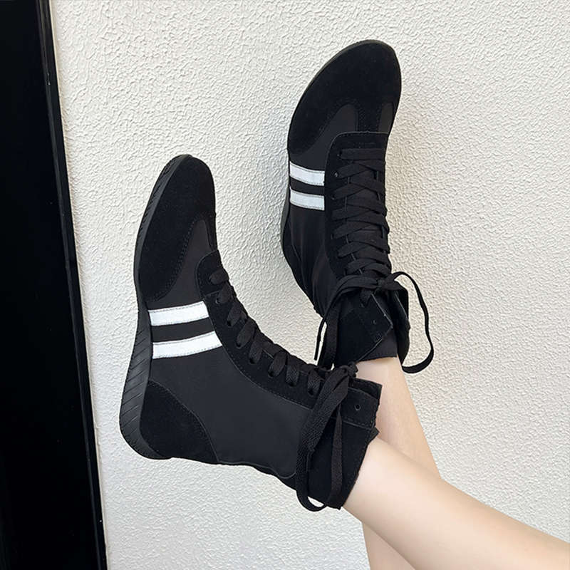 Dexun shoes women's new fashion boxing high-top shoes high-end flat bottom light and comfortable Martin boots