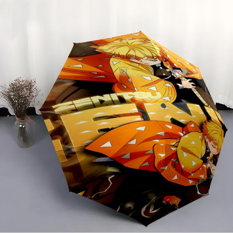 1pc Agatsuma Zenitsu Umbrella, Sun Protection, And UV Shielding. It Has Eight Sturdy Ribs for Outdoor Use And Perfect As a Holiday Gift