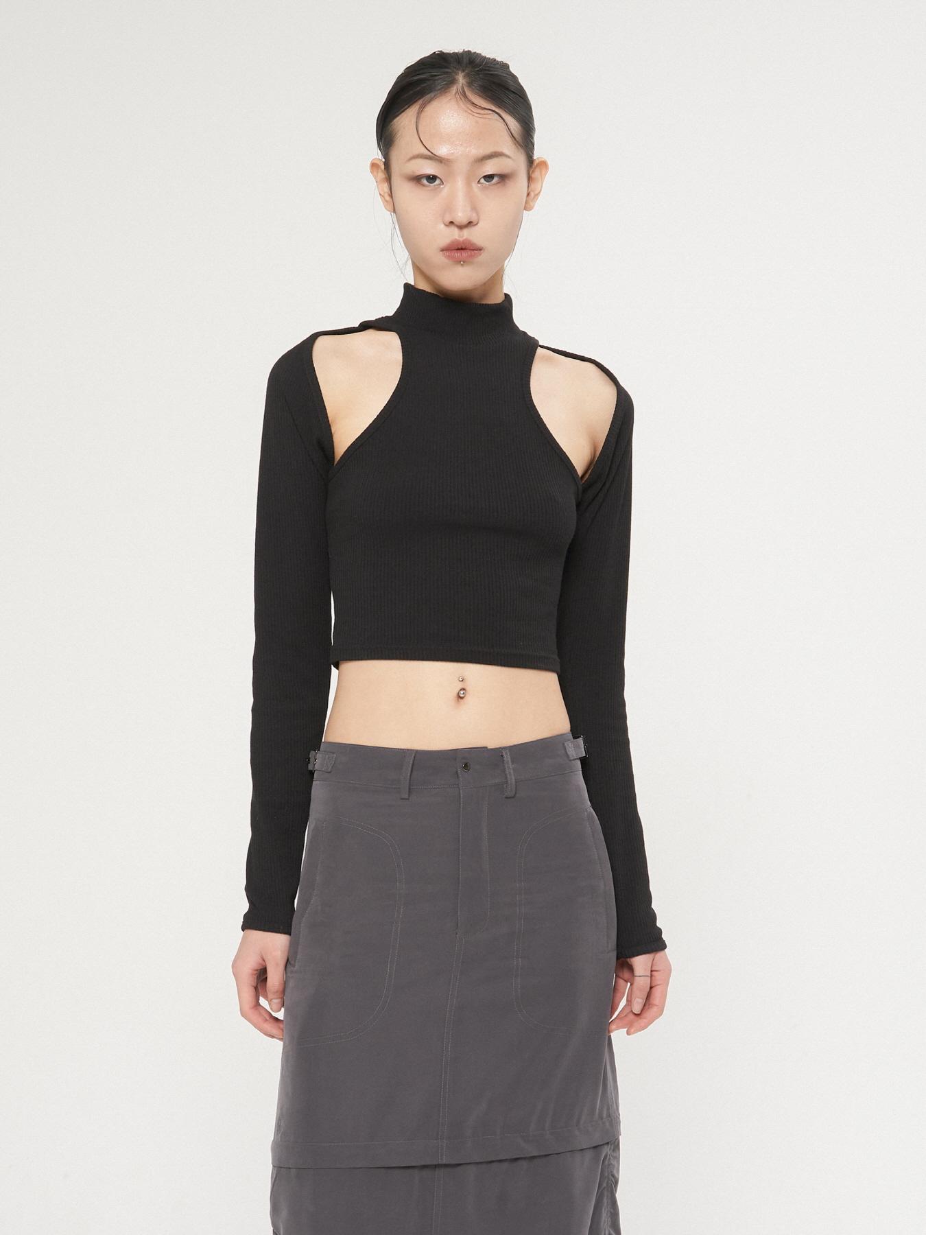 Ryu Young Cutout Knit Sleeve, Black