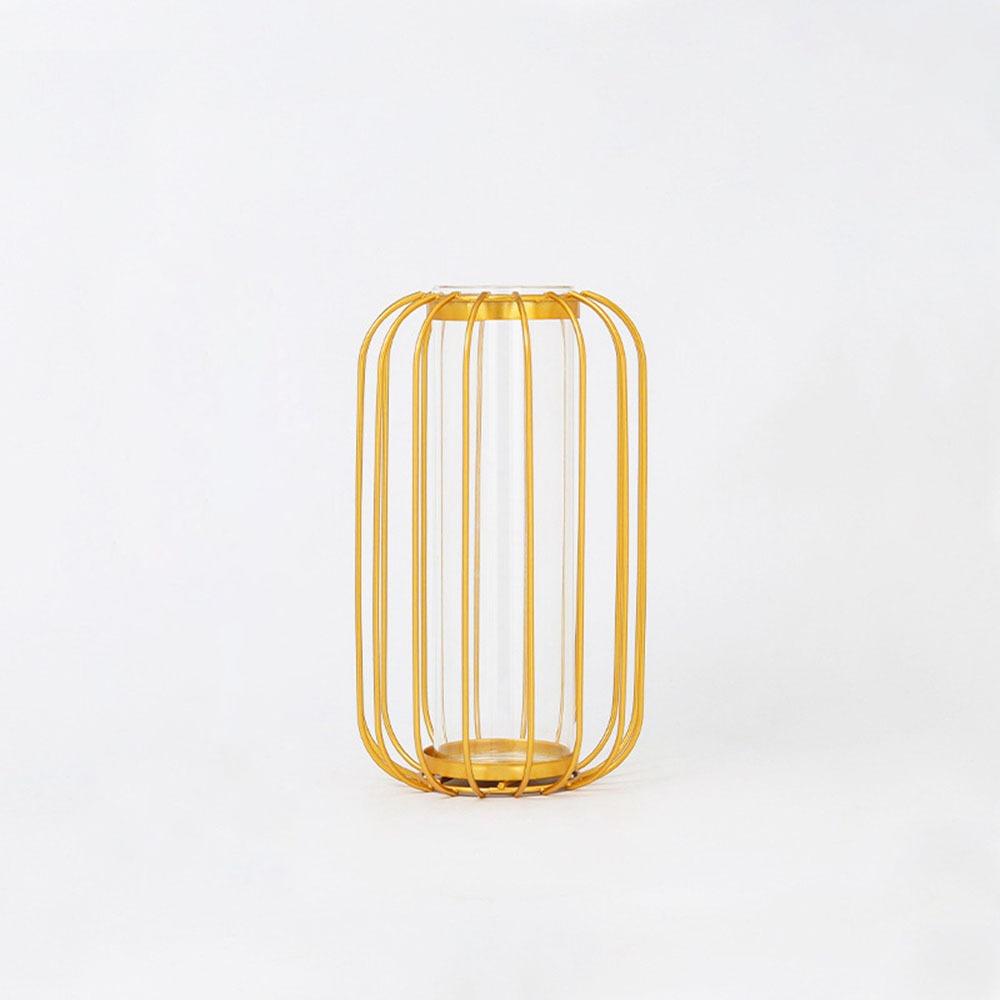

Fashionable Geometric Flower Vase Metal Frame Nordic Plant Holder Iron Hydroponic Vase Home Decor M золотой
