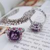 SACE GEMS 925 Sterling Silver 9*9MM Natual Amethyst Rings for Women Engagement Cocktail Party Fine Jewelry Gift