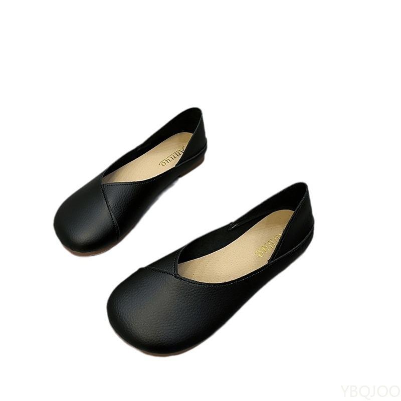 Women's Round Toe Flats Casual Leather Loafers Ballet Shoes Ladies Slip On Cute Flats Nurse Shoes Sneakers Plus Size Zapatillas