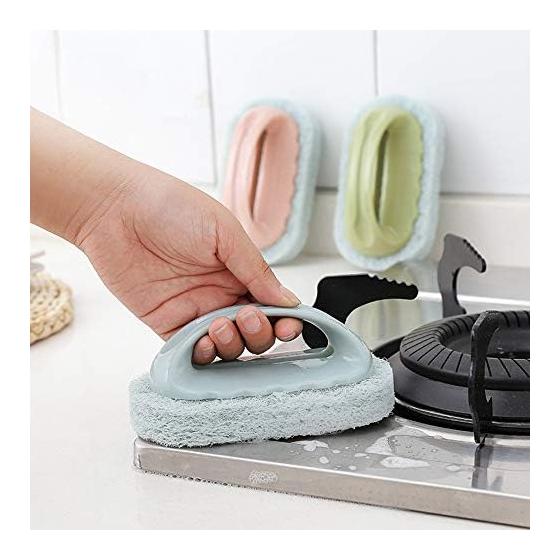 Kitchen Sponge Bathtub Brush Sponge Cleaning Brush Antibacterial with Handle Kitchen Bath Cleaner Bath Sponge Bath Sponge Cleaning Goods (Green)