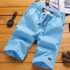 Men's Cotton Linen Shorts Beach Pants Male Summer Breathable Solid Color Trousers Fitness Streetwear