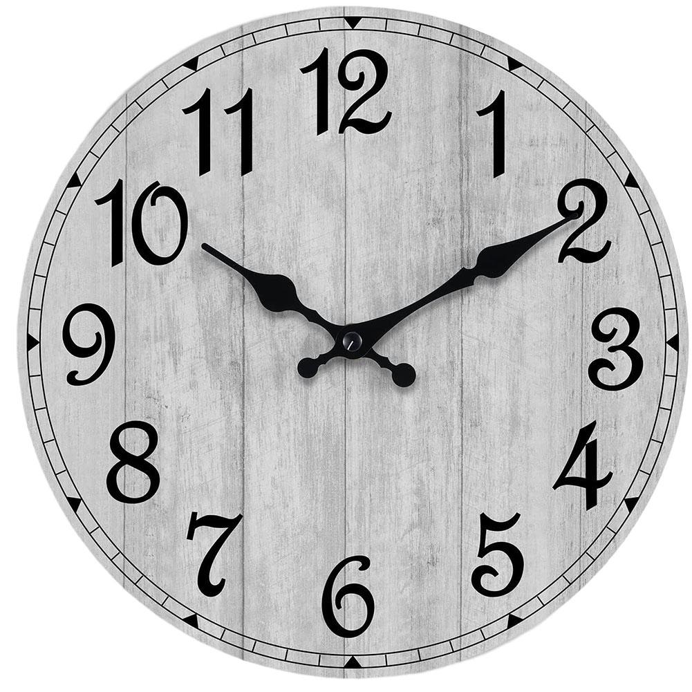 

Wall Clock Mute Clock Battery Operated Round Rustic Clock Decorative Non Ticking Clock 10 Inch for Kitchen Bathroom
