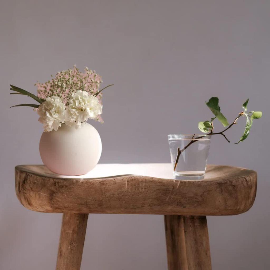 Keramik Runde Vase | Blumenvase | Keramikvase | Rund Geformte Vase | Moderne Vase | Heimdeko Mittelstück | Deko-Element 5,5 Zoll (Weiß)