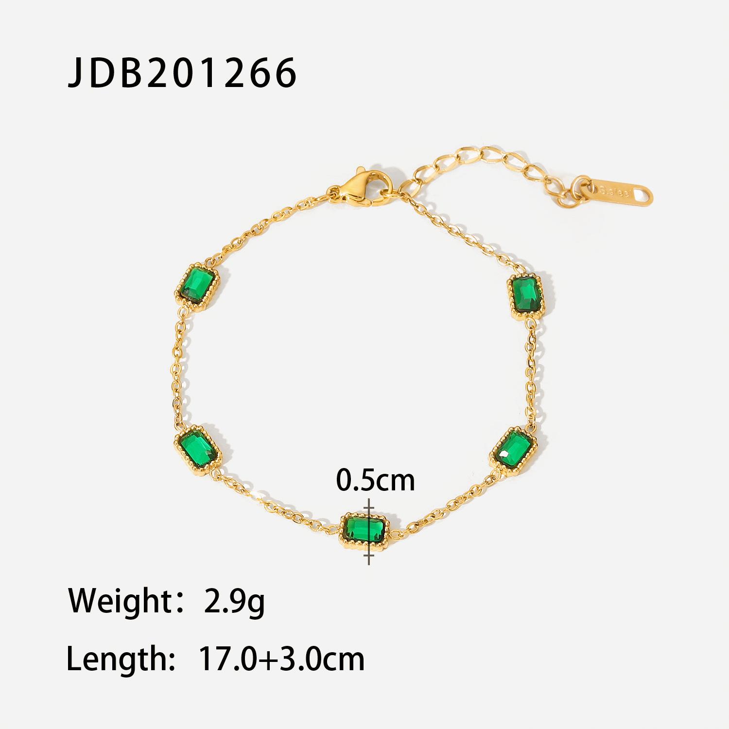European and American new bracelets 14K gold multiple square green zircon bracelets, titanium steel fashion bracelets