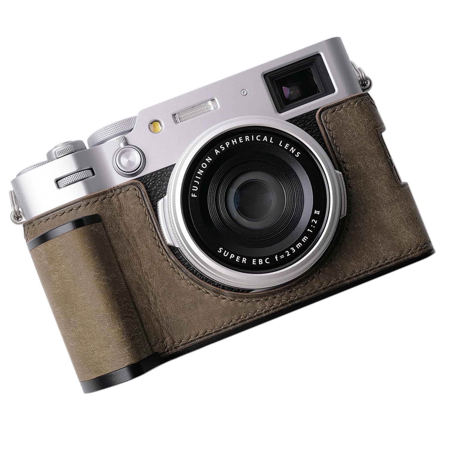 

Compatible with FUJIFILM FUJI X100VI Camera Case Camera Cover Camera Bag Genuine Leather [Iborrys Pure Handmade] 3-in-1 Design of Silver Cowhide Body