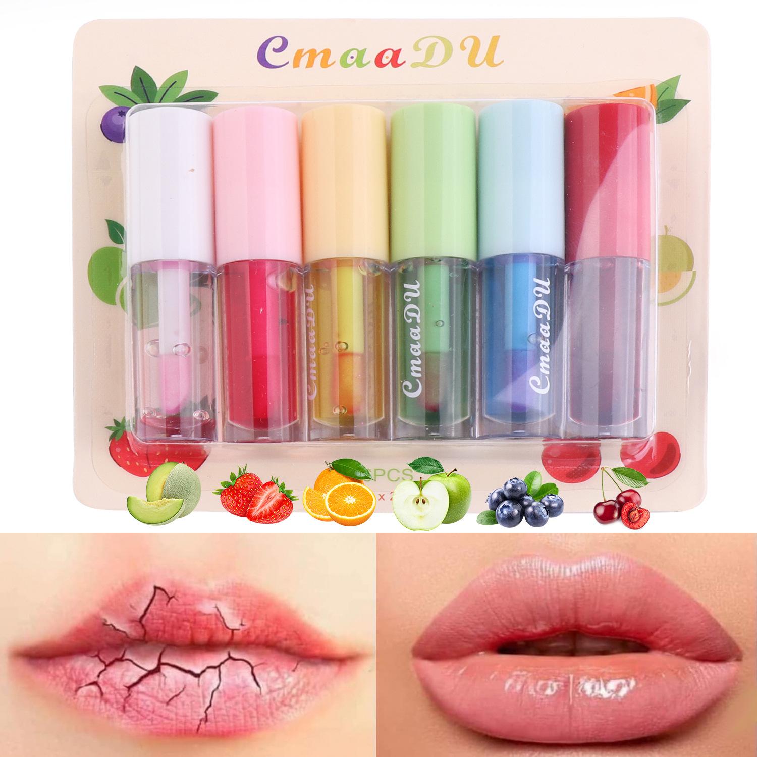 

CmaaDu 6 Fruit Fruit Food Change Глазурь для губ 6pcs