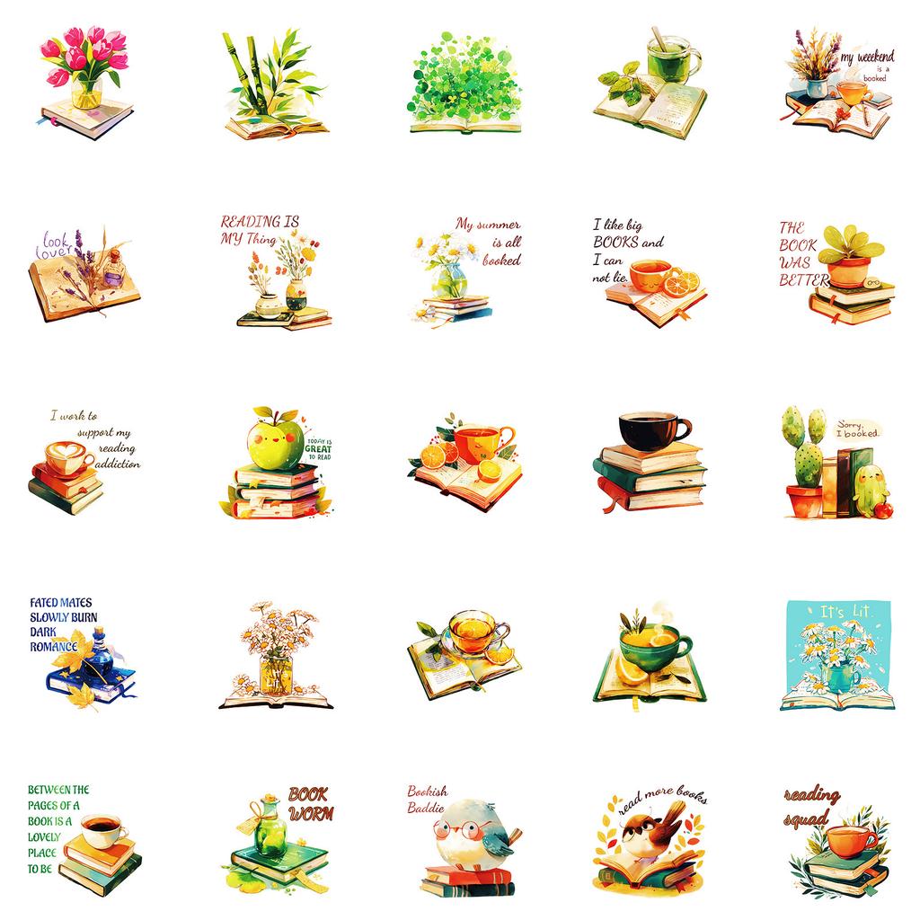 50 Creative Bookish Series Aesthetic Graffiti Stickers