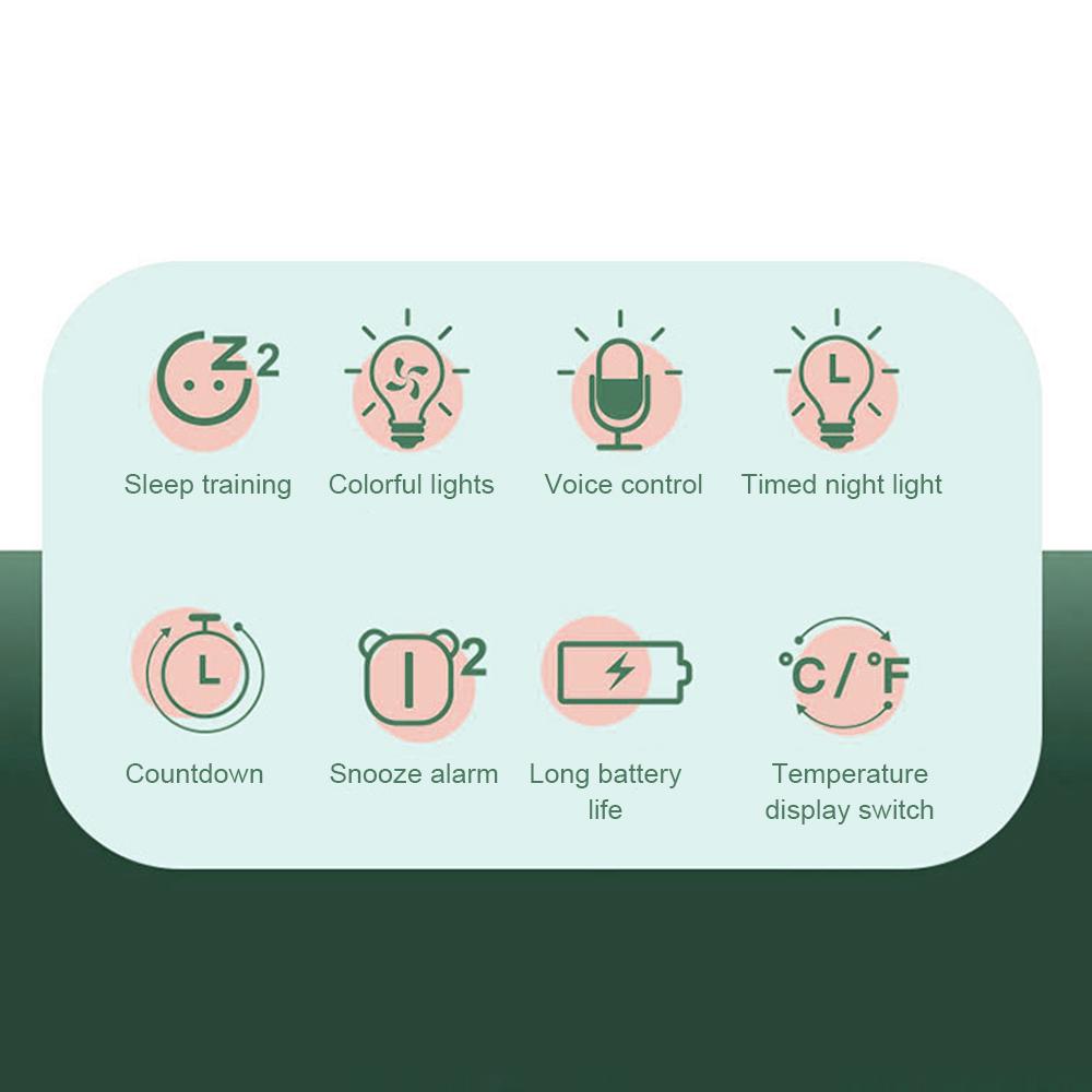 Kids Alarm Clock Temperature Display Digital Home Decoration Children's Sleep Trainier Bedside LED Clock Cute Dinosaur