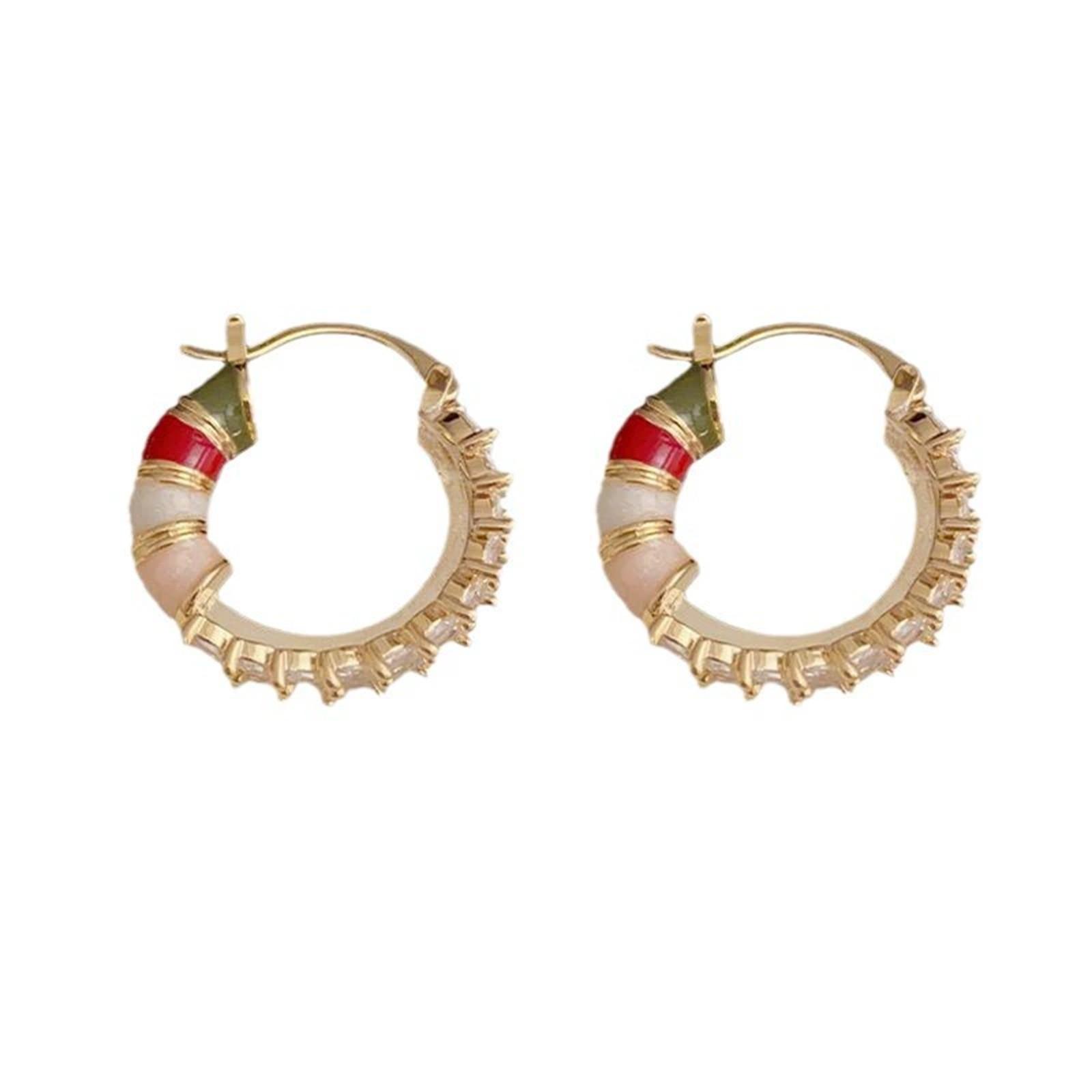 

Модные серьги с цветным круглым цирконием, ретро-серьги-круги белый