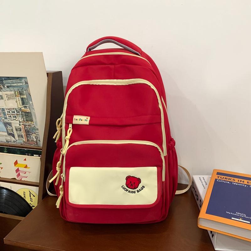 Middle School Student Korean Schoolbag High Value Girl Niche Design Contrasting Color Backpack High School Student Large Capacity Backpack Women