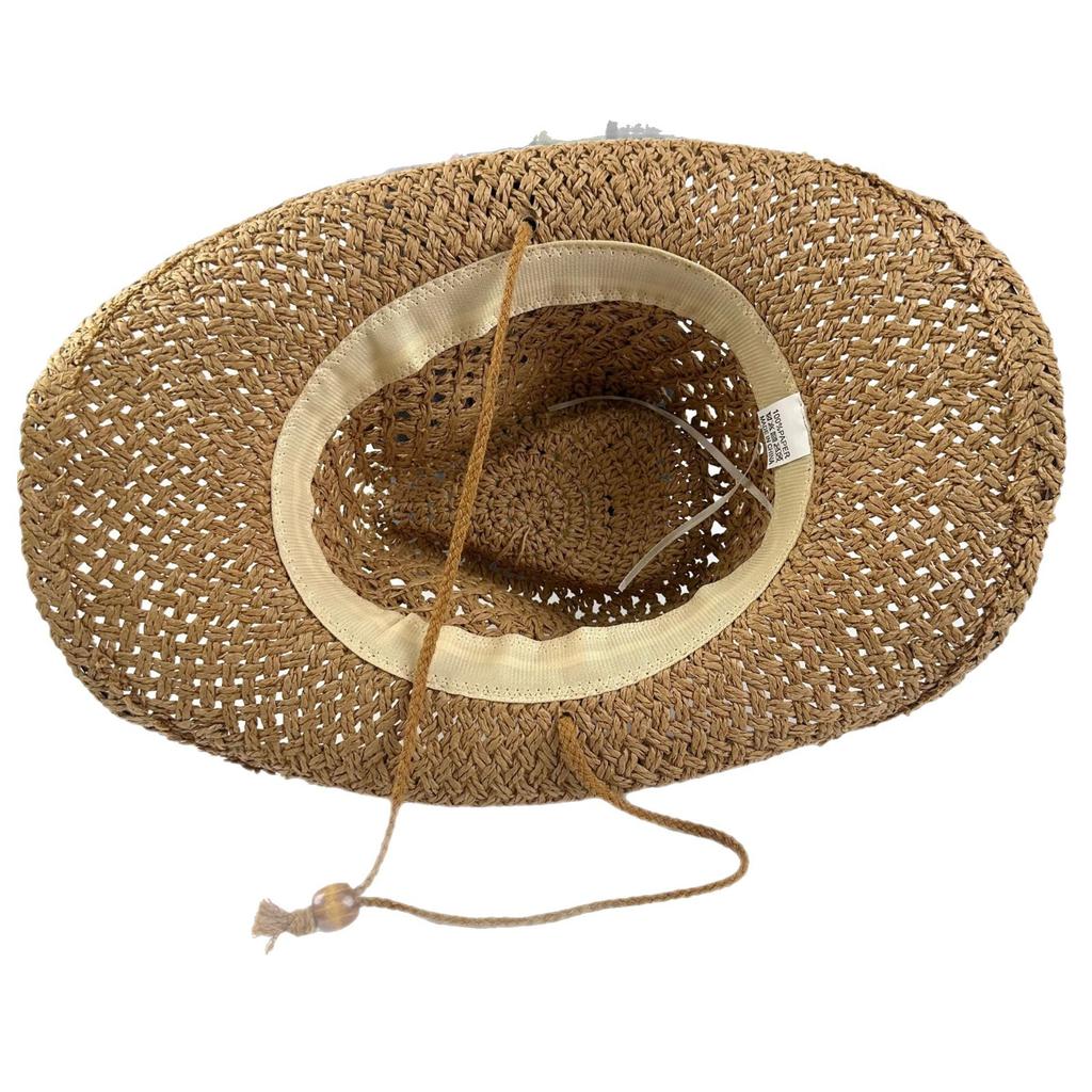 Europe, America, , Western Denim Handmade Straw Hat Top Hat Women'S Outdoor Seaside Beach Hat Sunscreen Sun Hat