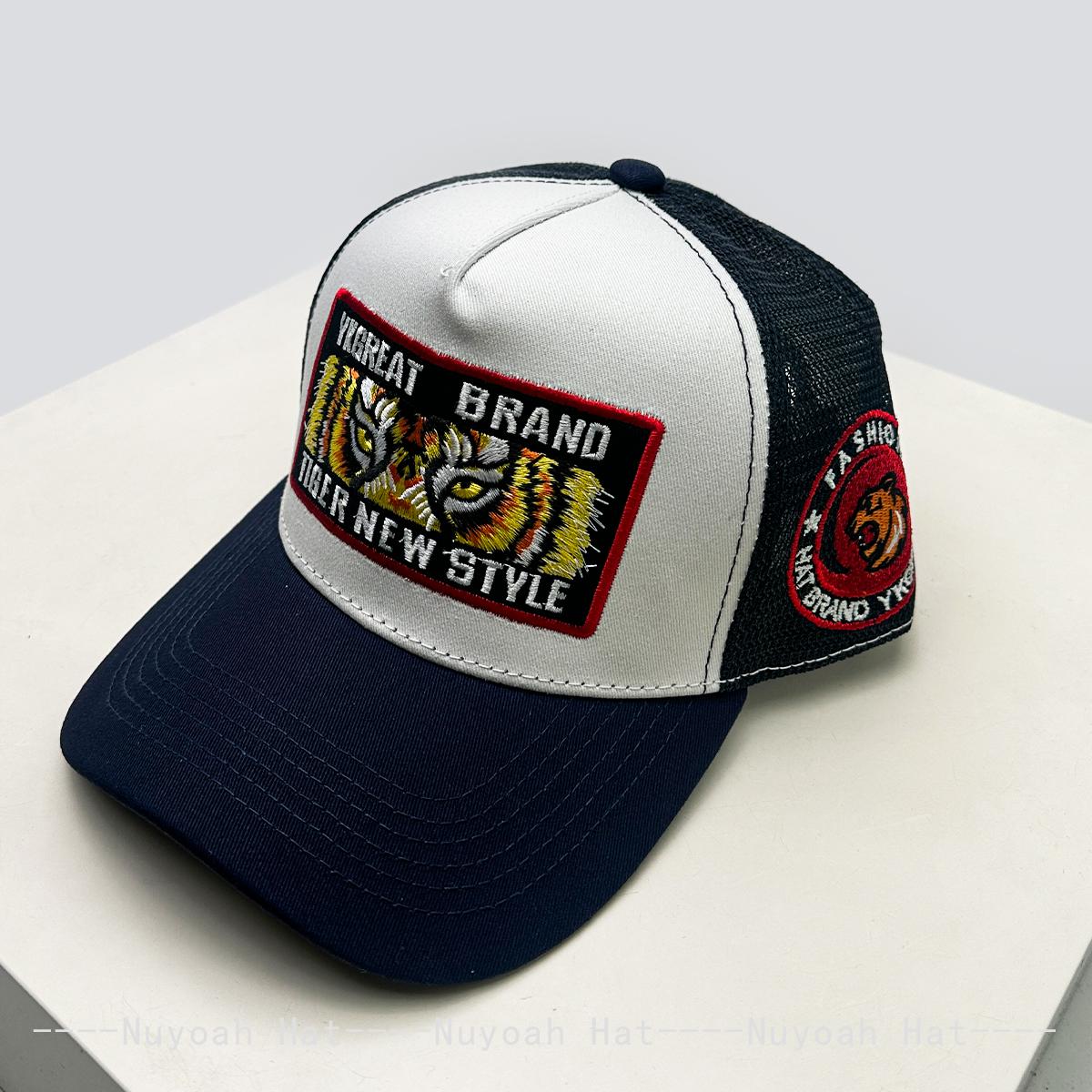 

New Unisex Street Embroidered Tiger Letters Baseball Hats Breathable Color Block Sunshade Mesh Trucker Caps Personal Versatile 52-60cm