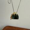 Natural Tiger Eye Stone Bag Grape Pendant Necklaces for Women Trendy Design Titanium Steel Sweater Chain Accessories