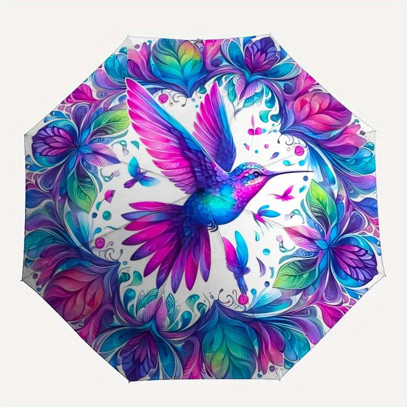 

1pc Hummingbird MandalaAutomatic Open/close, All-Season Portable Folding Umbrella for Friends, Travel, Everyday, Events - Compact Parasol, O